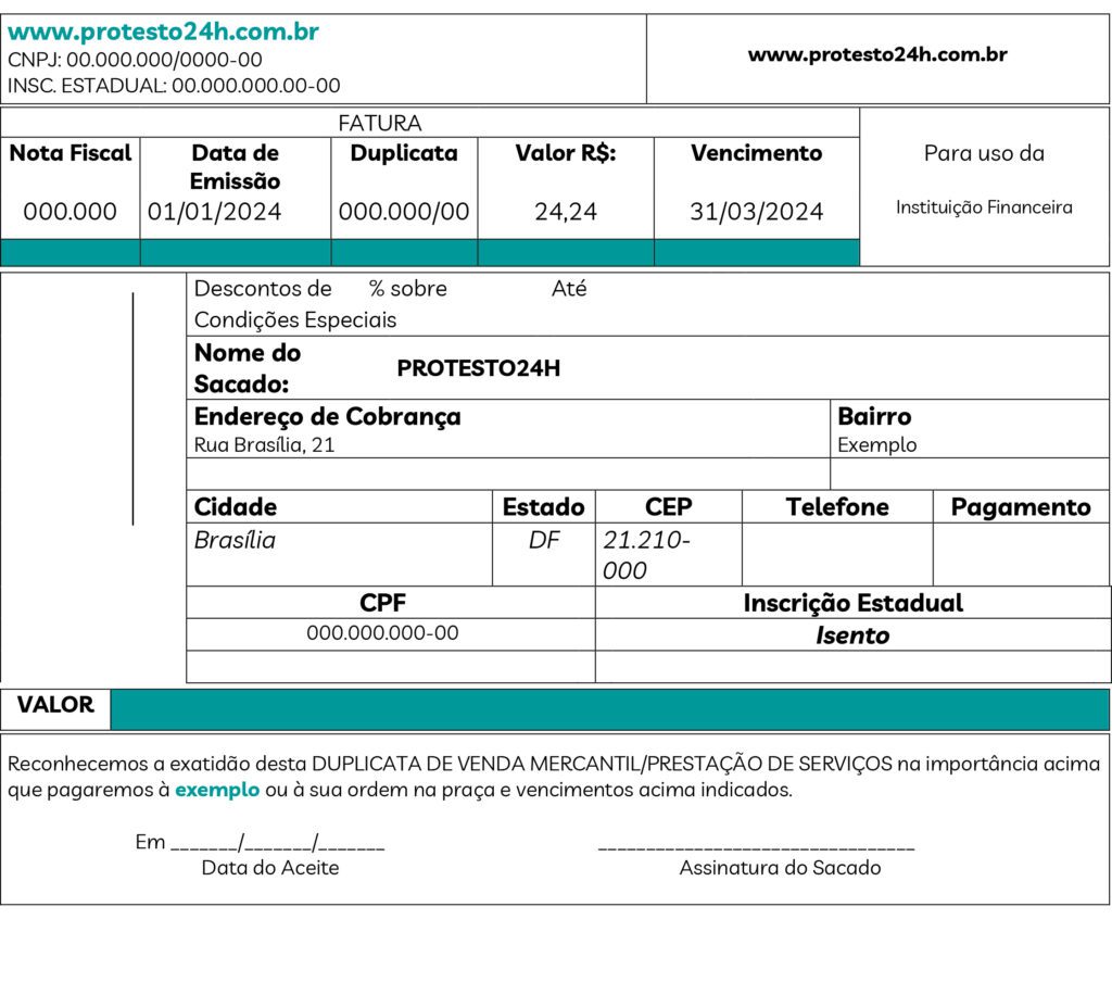 modelo de duplicata